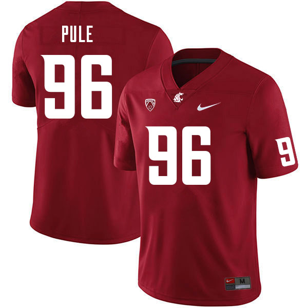 Men #96 Antonio Pule Washington State Cougars College Football Jerseys Sale-Crimson